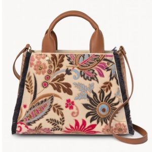 NWT - Spartina 449 Barbee Floral Layla Fringe Satchel